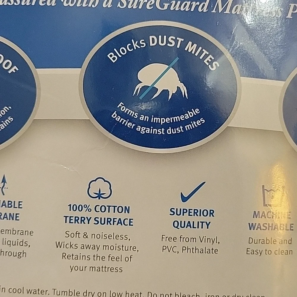 SureGuard Premium Full Mattress Protector White Cotton Terry Waterproof New